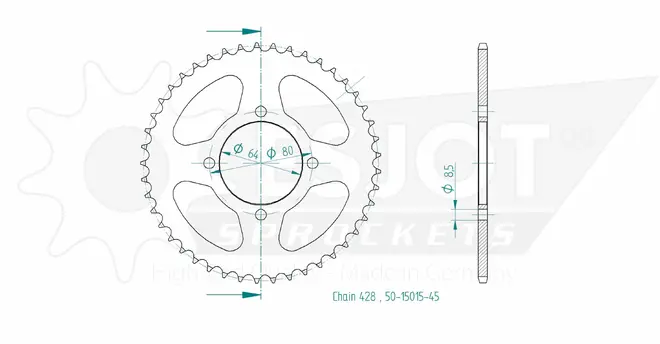 Produktzeichnung Kettenrad 50-15015-45