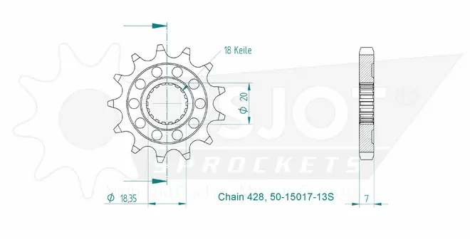 Produktzeichnung Ritzel 50-15017-13S