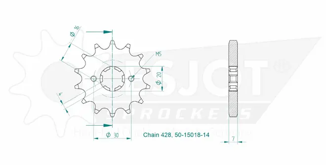 Produktzeichnung Ritzel 50-15018-14