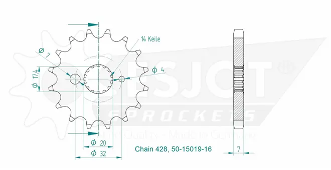 Produktzeichnung Ritzel 50-15019-16