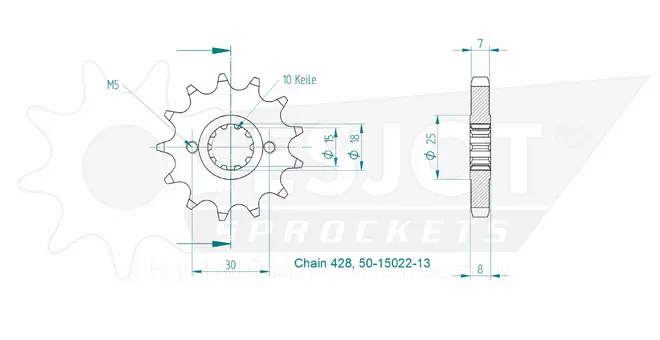 Produktzeichnung Ritzel 50-15022-13