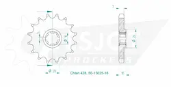 Produktzeichnung Ritzel 50-15025-16