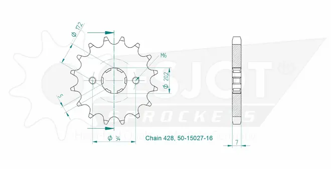 Produktzeichnung Ritzel 50-15027-16