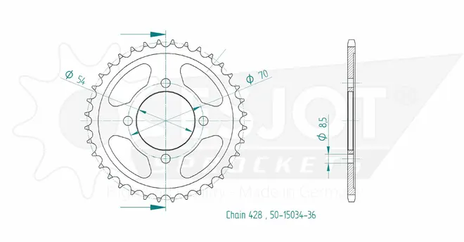 Produktzeichnung Kettenrad 50-15034-36