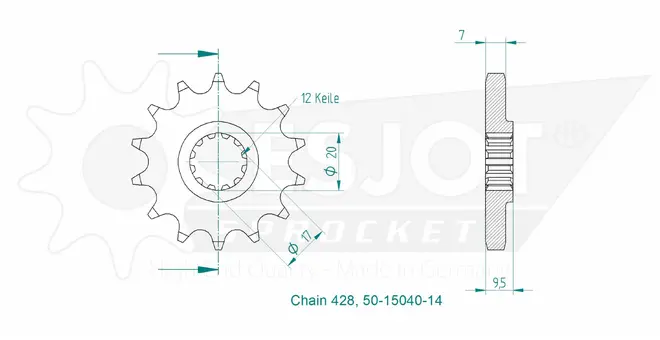 Produktzeichnung Ritzel 50-15040-14