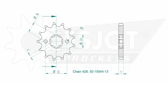 Produktzeichnung Ritzel 50-15044-13