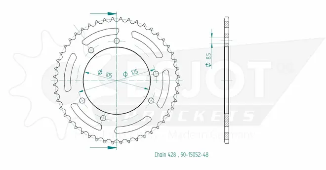 Produktzeichnung Kettenrad 50-15052-48