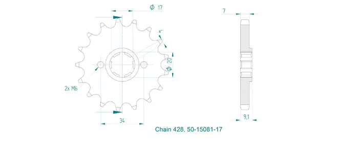 Produktzeichnung Ritzel 50-15081-17