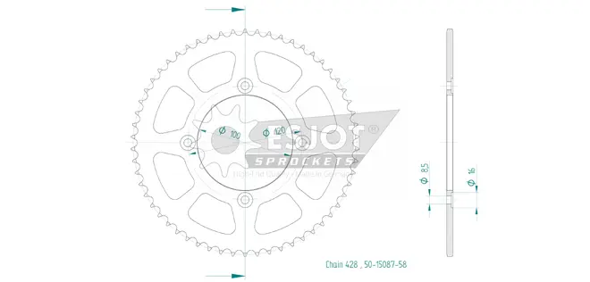 Produktzeichnung Kettenrad 50-15087-58
