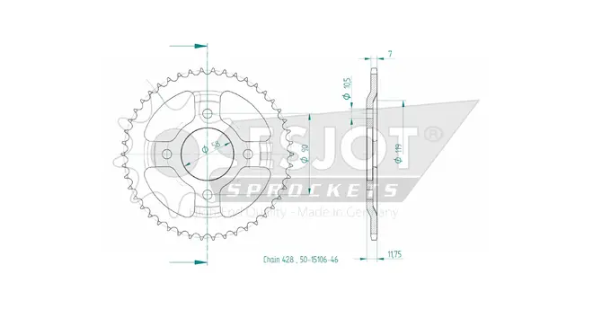 Produktzeichnung Kettenrad 50-15106-46