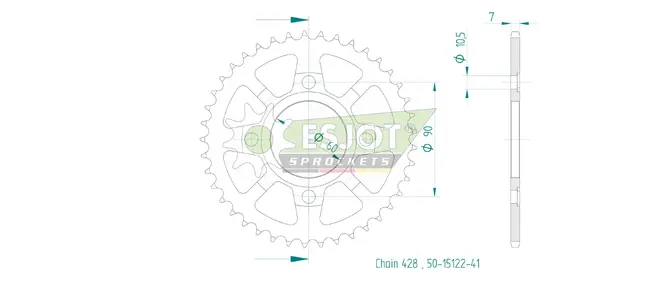 Produktzeichnung Kettenrad 50-15122-41