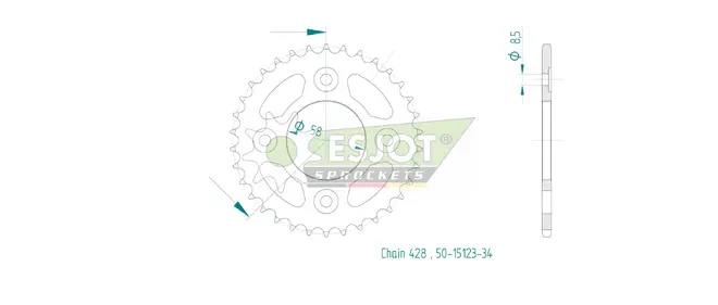 Produktzeichnung Kettenrad 50-15123-34