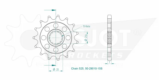 Produktzeichnung Ritzel 50-29010-15S