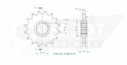 Produktzeichnung Ritzel 50-29012-16