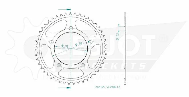 Produktzeichnung Kettenrad 50-29016-47