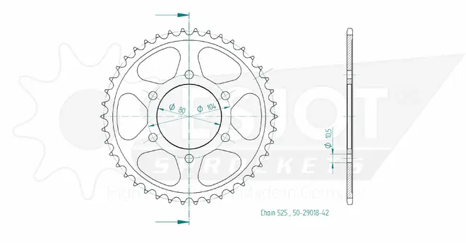 Produktzeichnung Kettenrad 50-29018-42