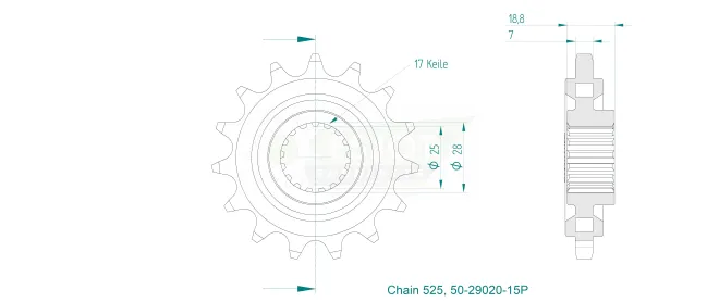 Produktzeichnung Ritzel 50-29020-15P