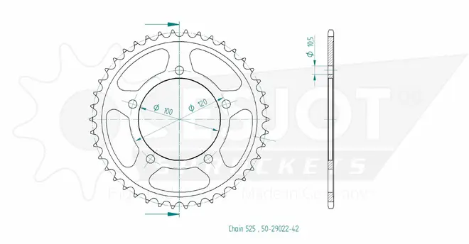 Produktzeichnung Kettenrad 50-29022-42