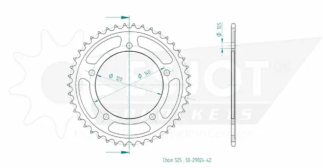 Produktzeichnung Kettenrad 50-29024-42