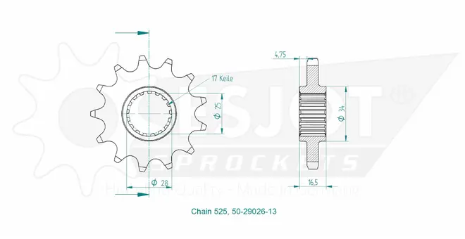 Produktzeichnung Ritzel 50-29026-13