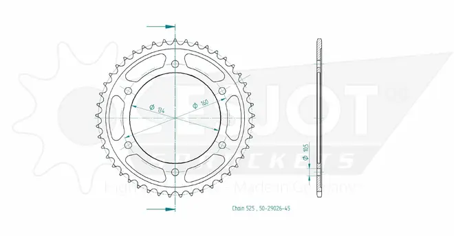 Produktzeichnung Kettenrad 50-29026-45