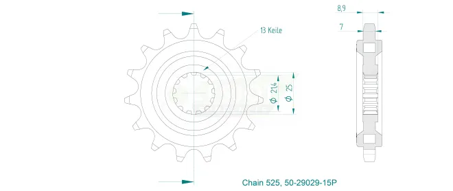 Produktzeichnung Ritzel 50-29029-15P