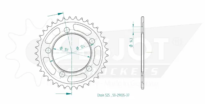Produktzeichnung Kettenrad 50-29035-37