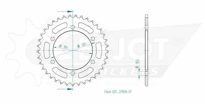 Produktzeichnung Kettenrad 50-29038-37