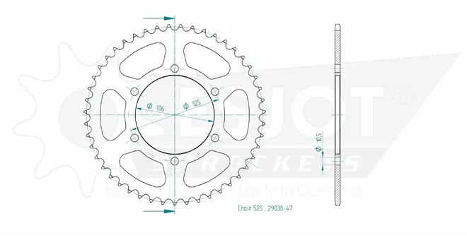 Produktzeichnung Kettenrad 50-29038-47