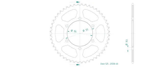 Produktzeichnung Kettenrad 50-29038-48