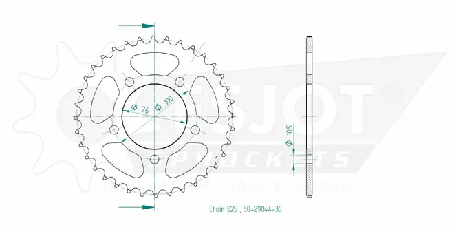 Produktzeichnung Kettenrad 50-29044-36