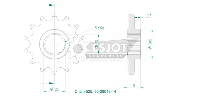 Produktzeichnung Ritzel 50-29048-14