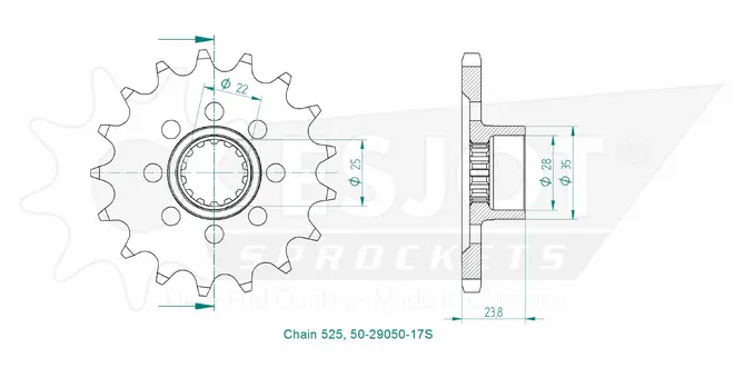 Produktzeichnung Ritzel 50-29050-17S