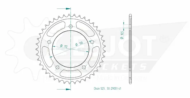 Produktzeichnung Kettenrad 50-29051-41