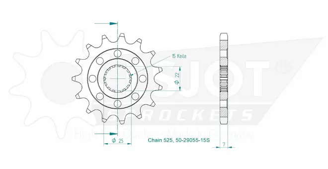 Produktzeichnung Ritzel 50-29055-15S