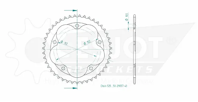 Produktzeichnung Kettenrad 50-29057-43
