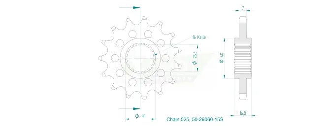 Produktzeichnung Ritzel 50-29060-15S
