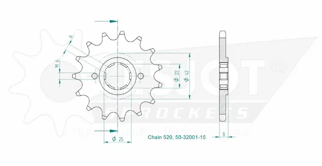 Produktzeichnung Ritzel 50-32001-15