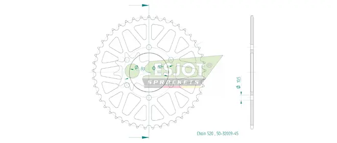 Produktzeichnung Kettenrad 50-32009-45