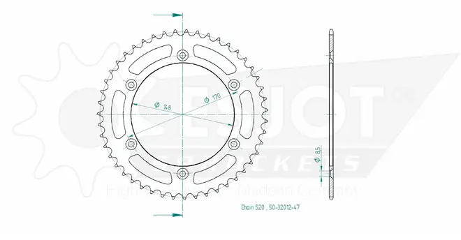 Produktzeichnung Kettenrad 50-32012-47