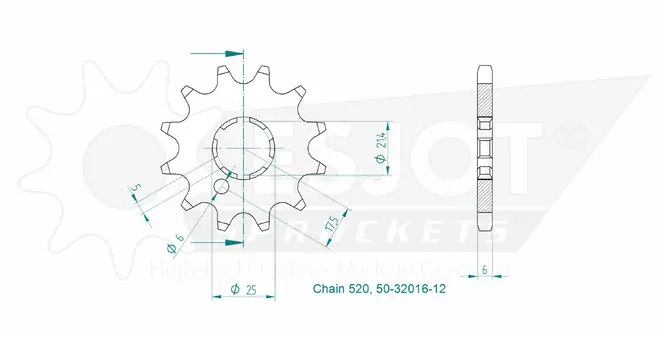 Produktzeichnung Ritzel 50-32016-12