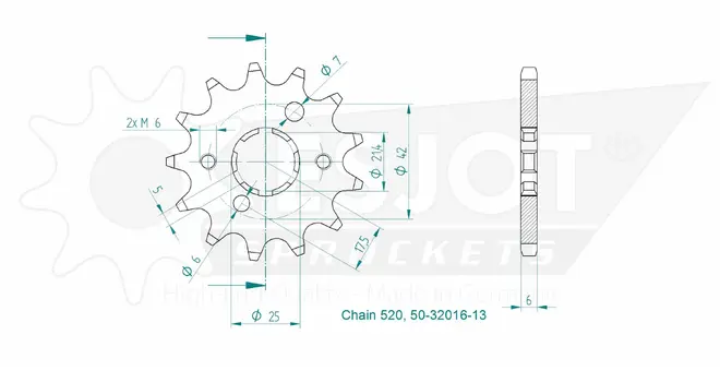 Produktzeichnung Ritzel 50-32016-13