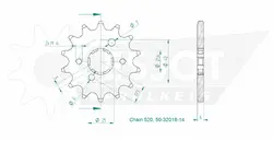 Produktzeichnung Ritzel 50-32016-14