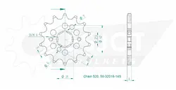 Produktzeichnung Ritzel 50-32016-14S