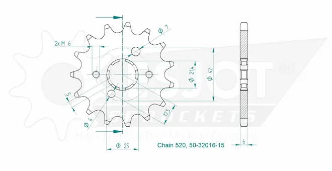 Produktzeichnung Ritzel 50-32016-15