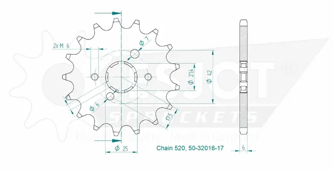 Produktzeichnung Ritzel 50-32016-17