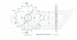Produktzeichnung Ritzel 50-32016-17