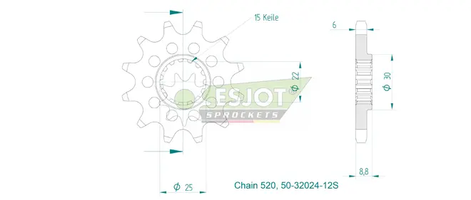 Produktzeichnung Ritzel 50-32024-12S