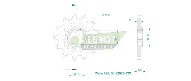 Produktzeichnung Ritzel 50-32024-13S