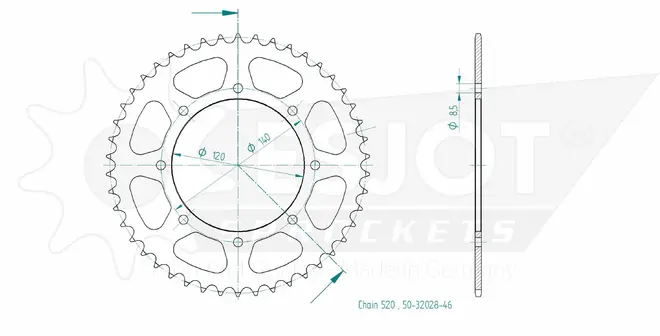 Produktzeichnung Kettenrad 50-32028-46
